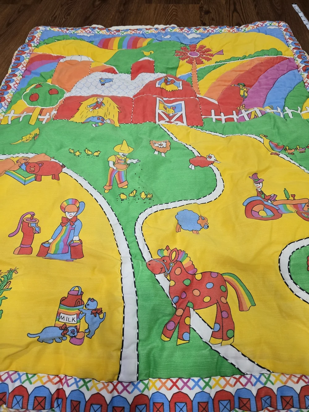 Colorful Kids Farm Quilted Throw Blanket - Bright Multi 29x36